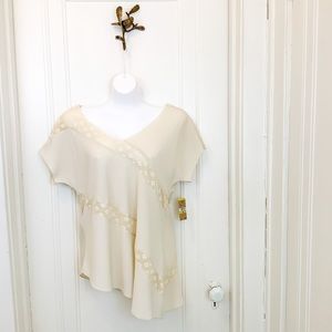 NWT RACHEL Rachel Roy asymmetrical ivory top